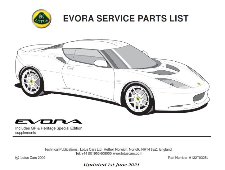 Service Parts List Evora
