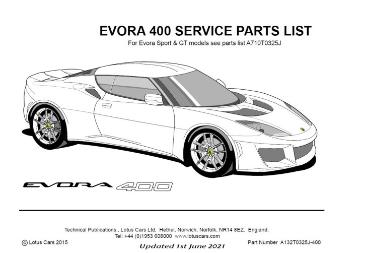 Service Parts List Evora 400