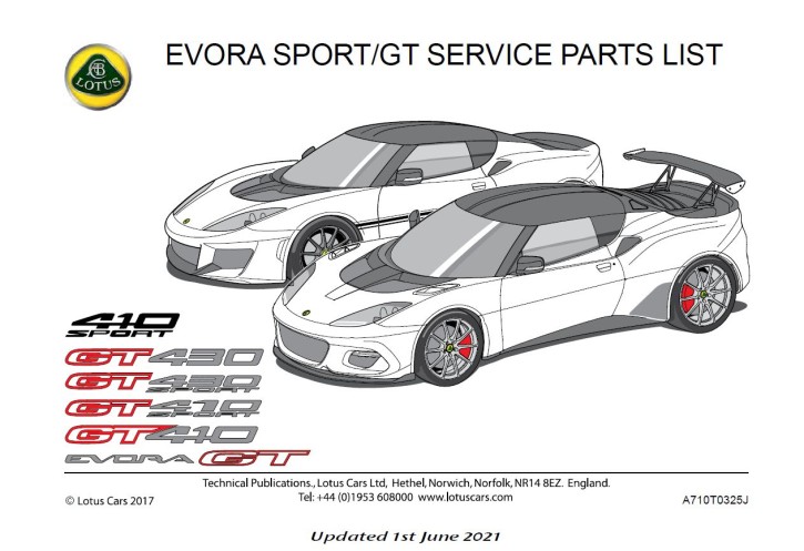 Service Parts List Evora 410, GT....