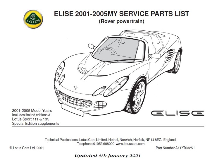 Service Parts List Elise MK2 Rover