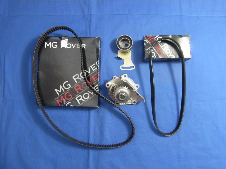 Timing Belt Kit with static Tensioner , Alternator Belt (w/o Airconditioning) and Waterpump