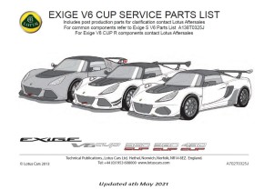 Service Parts List Exige V6 Cup 360-380 - 430 Cup